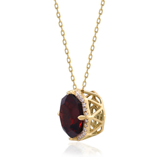 Valerie 10K Yellow Gold Round-Cut Garnet Pendant