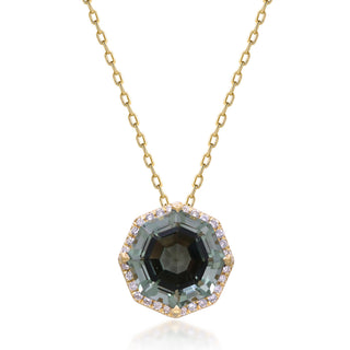 Valerie 10K Yellow Gold Round-Cut Green Amethyst Pendant