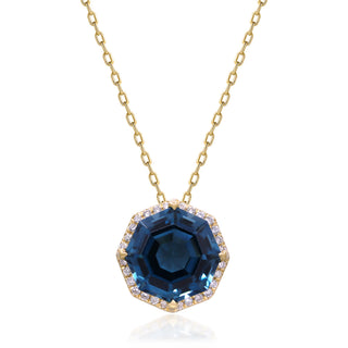 Valerie 10K Yellow Gold Round-Cut Brazilian London Blue Topaz Pendant