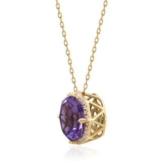 Valerie 10K Yellow Gold Round-Cut Pink Amethyst Pendant