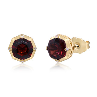 Amelie 10K Yellow Gold Round-Cut Garnet Earrings