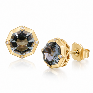 Abby 10K Yellow Gold Round-Cut Green Amethyst Earrings