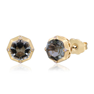 Abby 10K Yellow Gold Round-Cut Green Amethyst Earrings