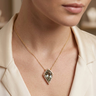 Valerie 10K Yellow Gold Pear-Cut Green Amethyst Pendant