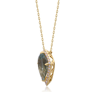 Valerie 10K Yellow Gold Pear-Cut Green Amethyst Pendant
