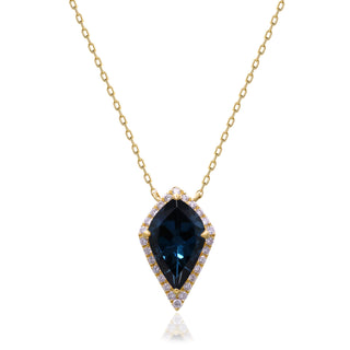Valerie 10K Yellow Gold Pear-Cut Brazilian London Blue Topaz Pendant