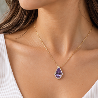Valerie 10K Yellow Gold Pear-Cut Pink Amethyst Pendant