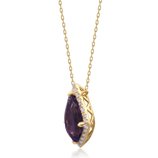 Valerie 10K Yellow Gold Pear-Cut Amethyst Pendant