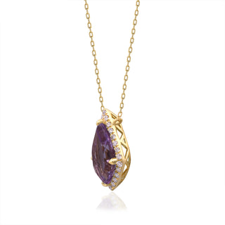 Valerie 10K Yellow Gold Pear-Cut Pink Amethyst Pendant