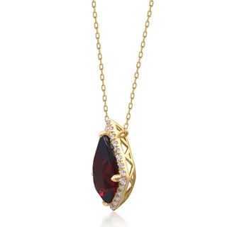 Valerie 10K Yellow Gold Pear-Cut Rhodolite Garnet Pendant