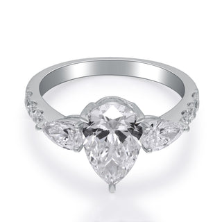 14K White Gold Pear-Cut LAB Grown Diamond Ring