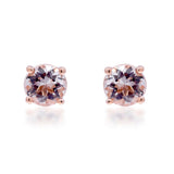 Naomi 10K Rose Gold Round-Cut Madagascar Morganite Earrings