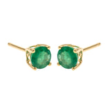 Amelia 10K Yellow Gold Round-Cut Emerald Earring
