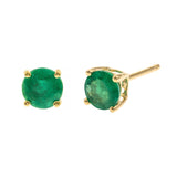 Amelia 10K Yellow Gold Round-Cut Emerald Earring