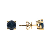 Isabelle 10K Yellow Gold Round-Cut Ceylon Blue Sapphire Earring