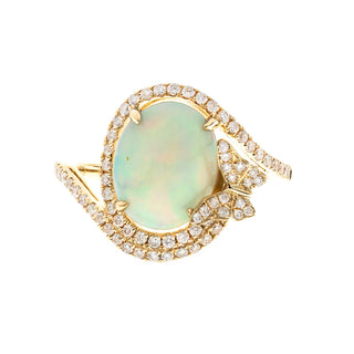 Gin and Grace Ramona 14K Yellow Gold Cabochon-Cut African Opal Ring 2/5tcw Band