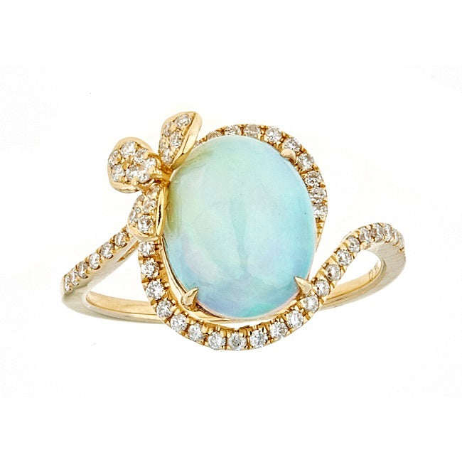 Amelia 14K Yellow Gold Oval-Cut Opal Ring