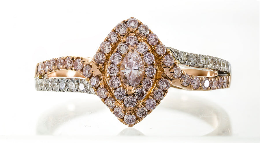 Macie 18K Triple Tone Gold Round-Cut Pink Diamond Ring