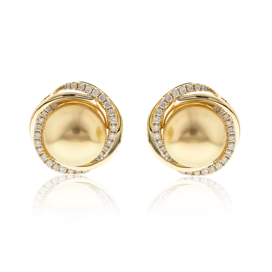 14K Yellow Gold Natural South Sea Pearl Earrings