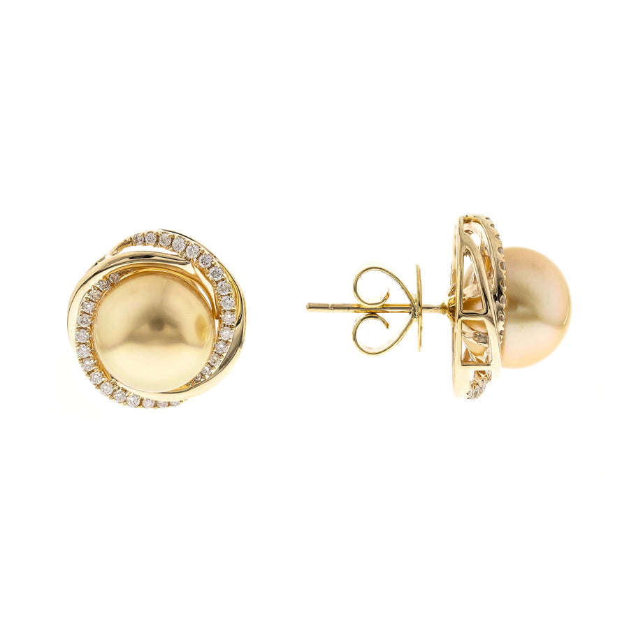 14K Yellow Gold Natural South Sea Pearl Earrings