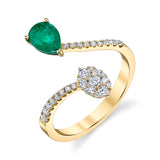 Melanie 14K Yellow Gold Pear-Cut Emerald Ring