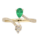 Melanie 14K Yellow Gold Pear-Cut Emerald Ring