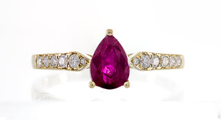 Calliope 10K Yellow Gold Pear-Cut  Mozambique Ruby Ring