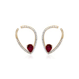 Ari 10K Yellow Gold Pears-Cut Mozambique Ruby Stud Earring