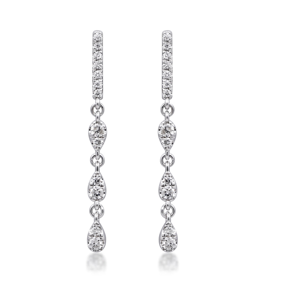 Hazel Round-Cut White Diamond Earrings in 14K White Gold