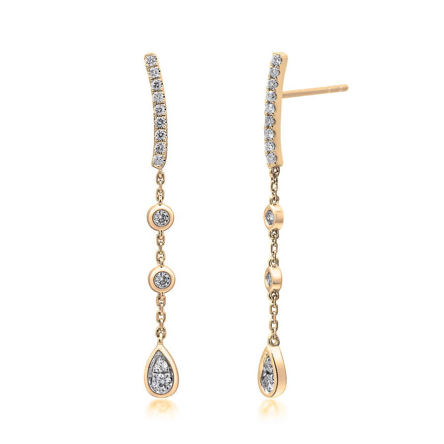 Round-Cut White Diamond Earrings in 14K Yellow Gold