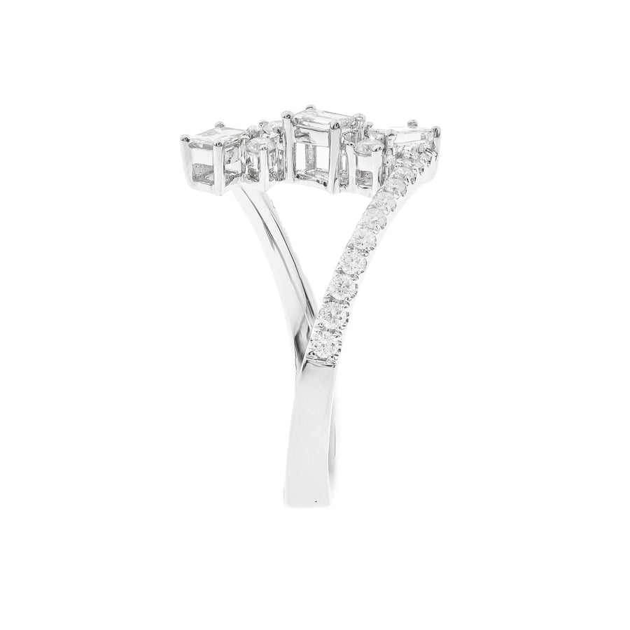 Penelope 10K White Gold Baguette-Cut White Diamond Ring