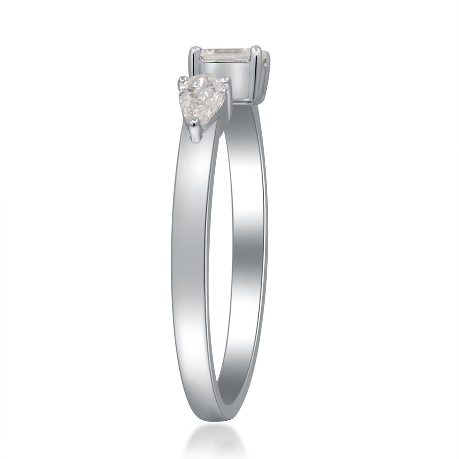 Amelia 10K White Gold Round-Cut White Diamond Ring