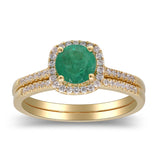 Selah 14K Yellow Gold Cushion-Cut Emerald Ring