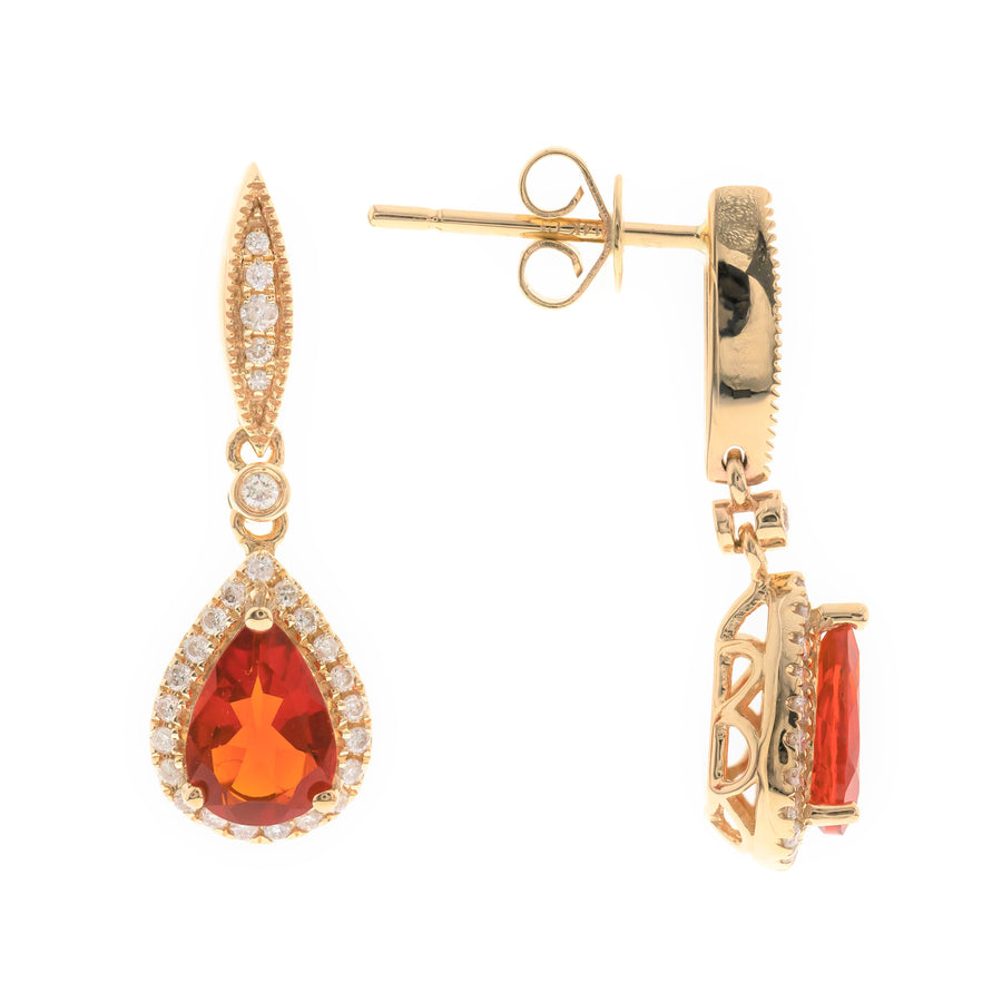 Kennedy 14K Yellow Gold Pear-Cut Mexican Fire Opal Earring