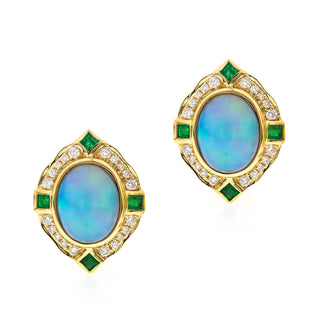 Maya 14K Yellow Gold Oval-Cut Ethiopian Opal Earrings