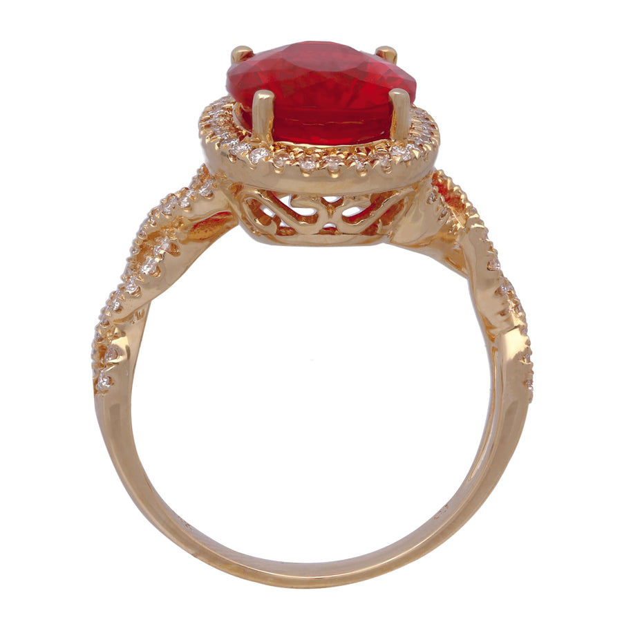 Abigail 14K Yellow Gold Oval-Cut Mexican Fire Opal Ring