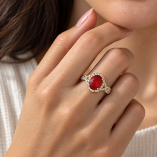 Esme 14K Yellow Gold Oval-Cut Mexican Fire Opal Ring