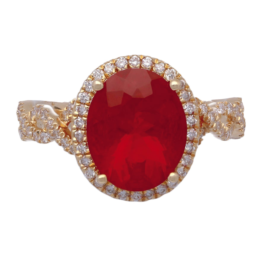 Abigail 14K Yellow Gold Oval-Cut Mexican Fire Opal Ring