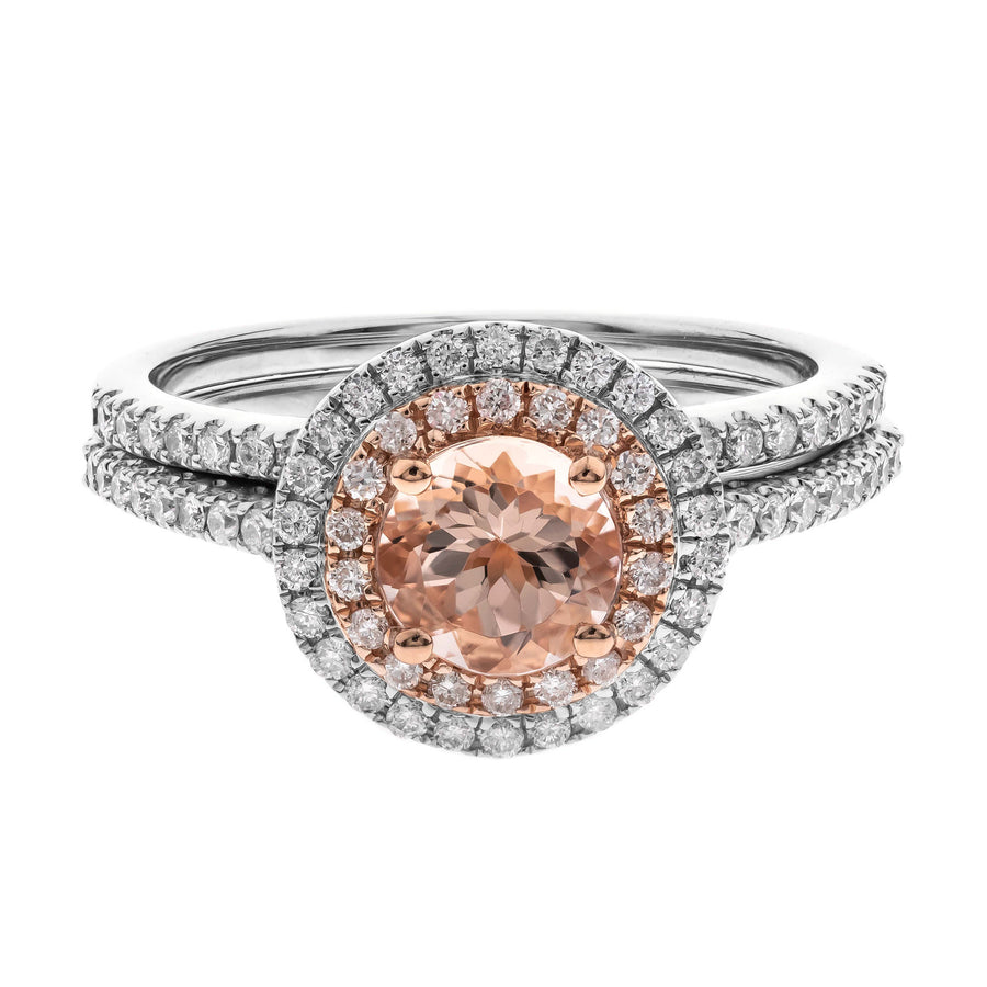 Flora 14K Two Tone Gold Round-Cut Madagascar Morganite Ring.