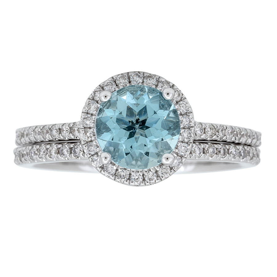 Amelia 14K White Gold Round-Cut Aquamarine Ring