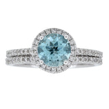 Angela 14K White Gold Round-Cut Aquamarine Ring
