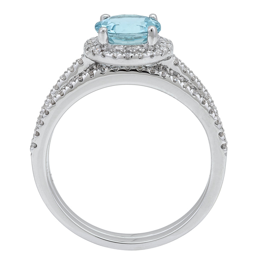 Amelia 14K White Gold Round-Cut Aquamarine Ring