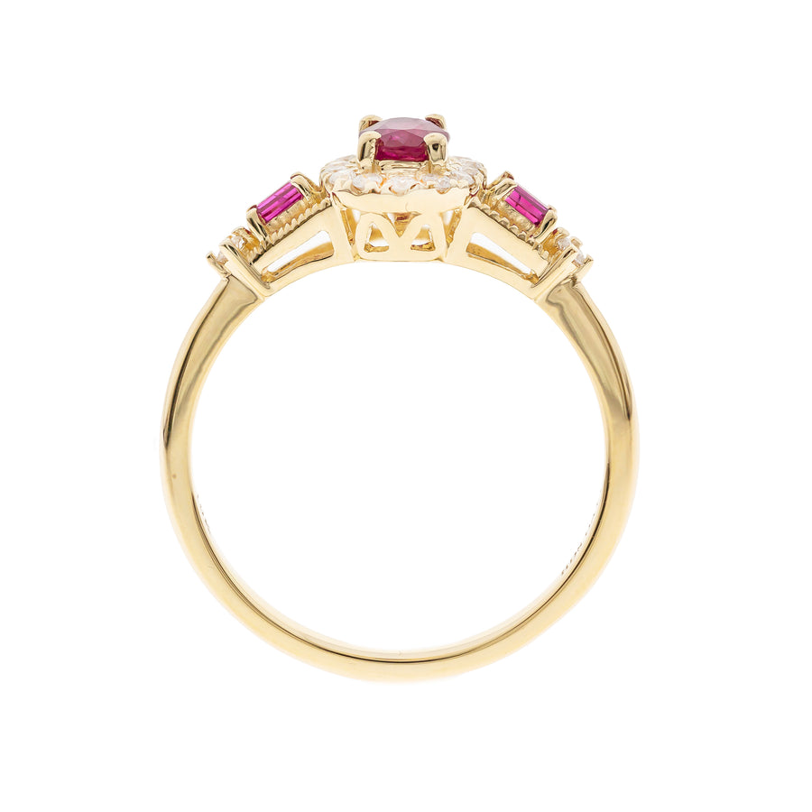 Amelia 10K Yellow Gold Oval-Cut Ruby Ring