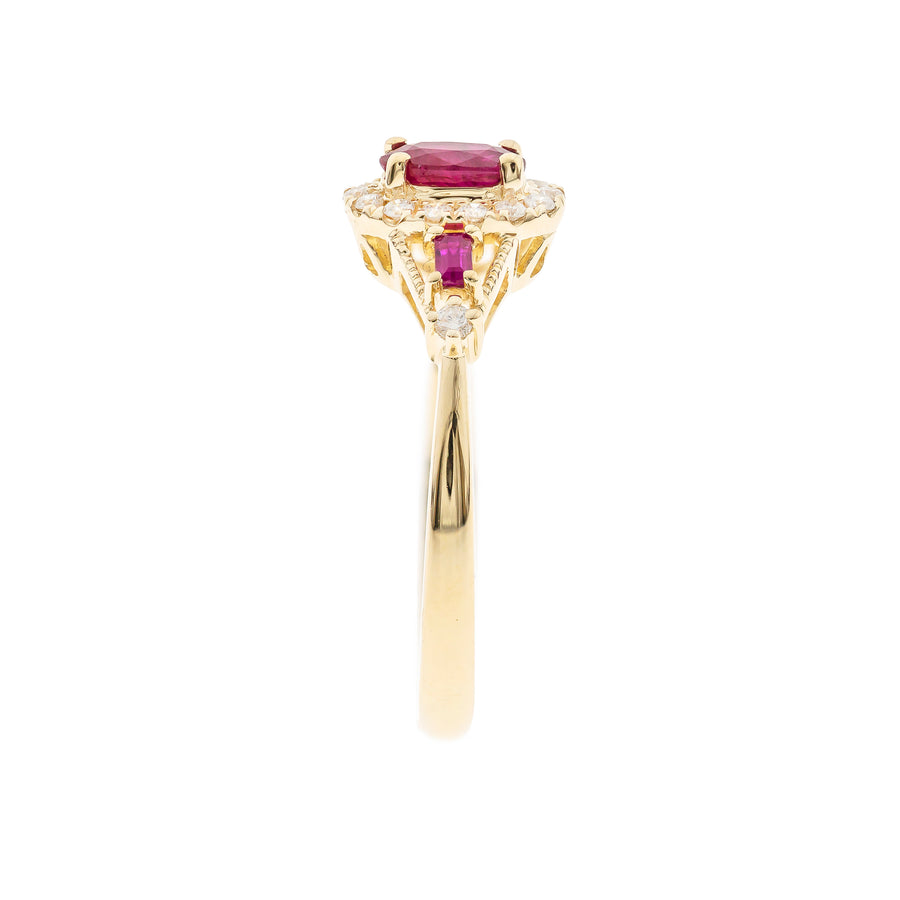 Amelia 10K Yellow Gold Oval-Cut Ruby Ring