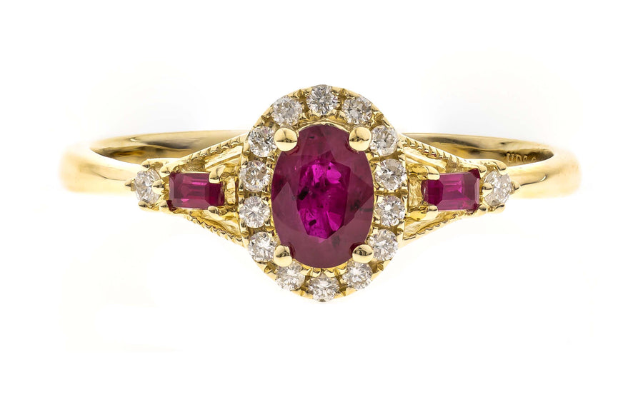 Amelia 10K Yellow Gold Oval-Cut Ruby Ring