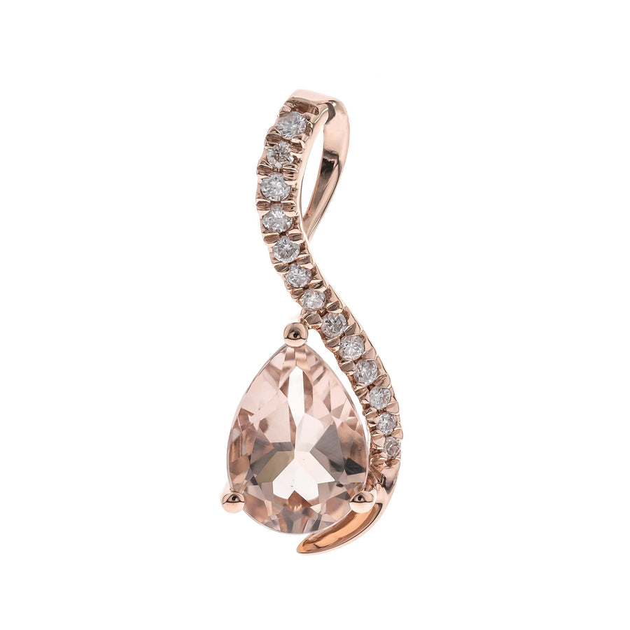 Madelyn 10K Rose Gold Pear-Cut Madagascar Morganite Pendant