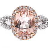Avery 14K Two Tone Gold Oval-Cut Madagascar Morganite Ring