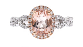 Avery 14K Two Tone Gold Oval-Cut Madagascar Morganite Ring
