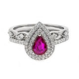 Kaitlyn 14K White Gold Pear-Cut Mozambique Ruby Ring