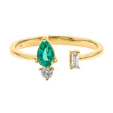 Exquisite Beauty: Romina 14K Yellow Gold Ring with Pear-Cut Natural Zambian Emerald
